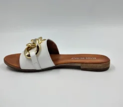 SANDALI PELLE BIANCA CON MAXI CATENA