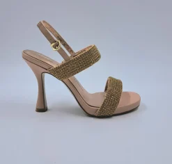 SANDALI PELLE FASCE STRASS CIPRIA