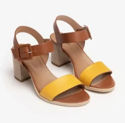 SANDALI PELLE FASCIA GIALLA