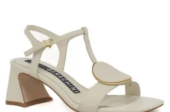 SANDALI PELLE GESSO APPLICAZIONE OVALE