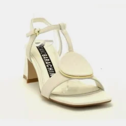 SANDALI PELLE GESSO APPLICAZIONE OVALE