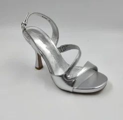 SANDALI PELLE METALLIZATA ARGENTO