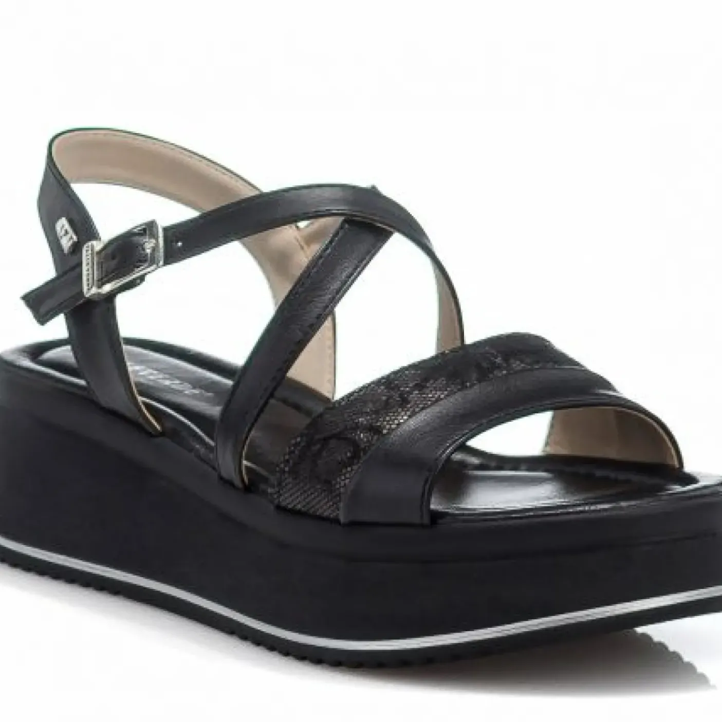 SANDALI PELLE NERA DETTAGLI EFFETTO PITONE