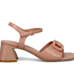 SANDALI PELLE NUDE CON FIBBIA