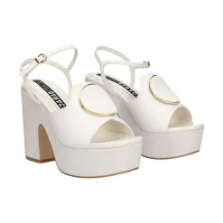 SANDALI PELLE PLATEAU BIANCO