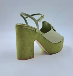 SANDALI PELLE PLATEAU SALVIA