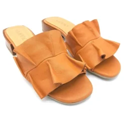 SANDALI PELLE ROUCHES CUOIO