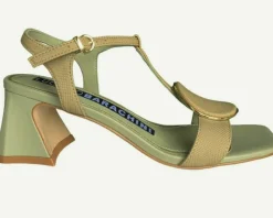 SANDALI PELLE SALVIA APPLICAZIONE OVALE