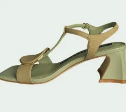 SANDALI PELLE SALVIA APPLICAZIONE OVALE