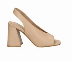 SANDALI PELLE SPUNTATI TACCO SQUADRATO NUDE