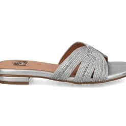 SANDALI PEND EFFETTO INTRECCIATO CON STRASS SILVER