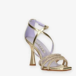 SANDALI PLATINO DETTAGLI FASCE STRASS INCROCIATE