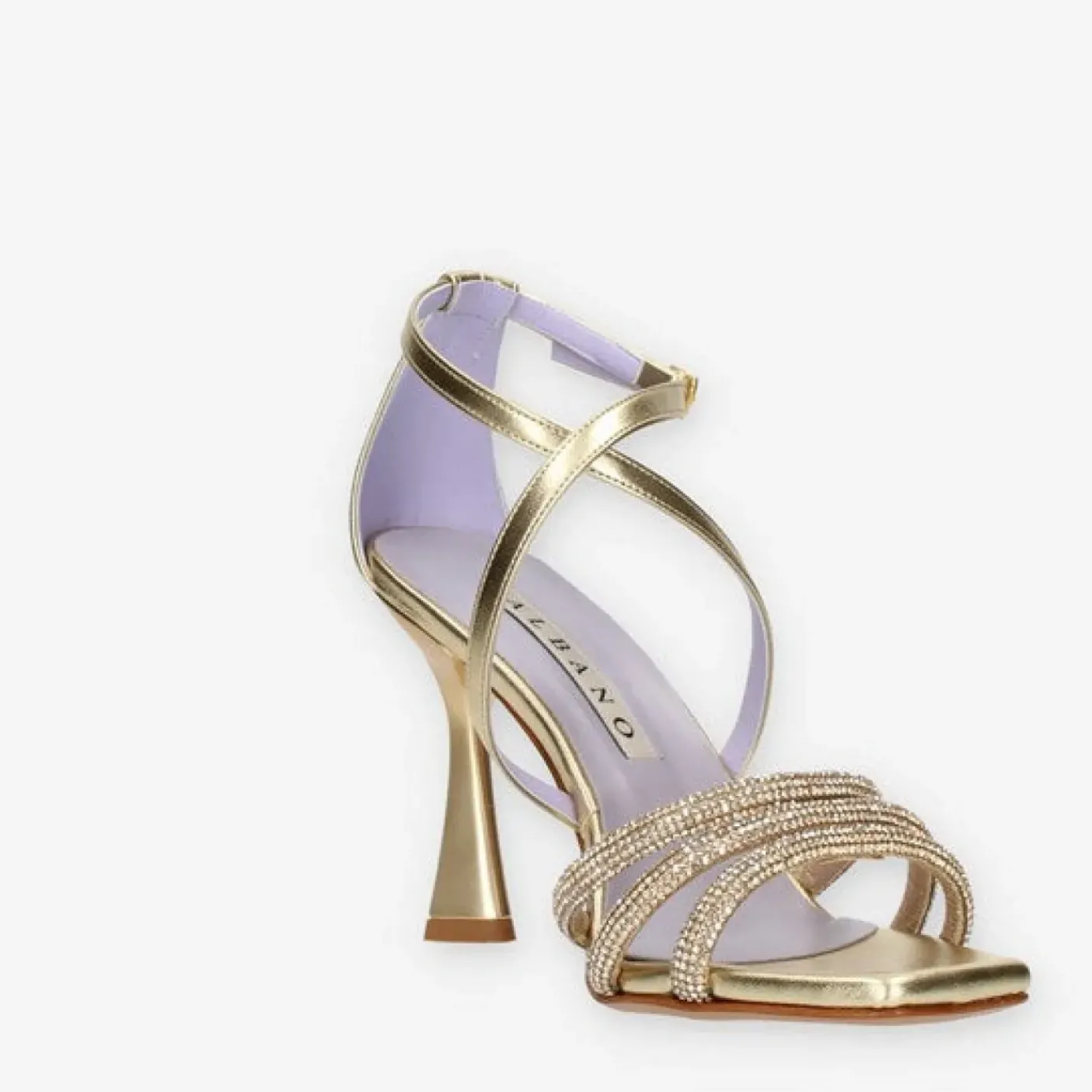 SANDALI PLATINO DETTAGLI FASCE STRASS INCROCIATE