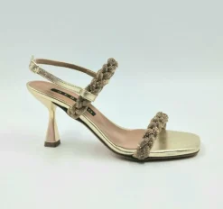 SANDALI PLATINO TRECCE STRASS