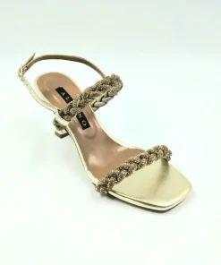 SANDALI PLATINO TRECCE STRASS