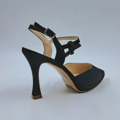 SANDALI RASO CON NODO STRASS SLINGBACK NERO