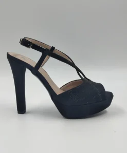 SANDALI TESSUTO LAME NERO