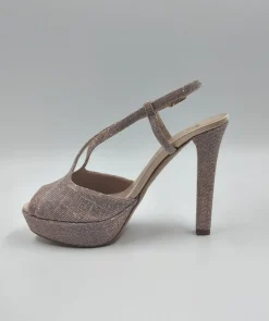 SANDALI TESSUTO LAME ROSA