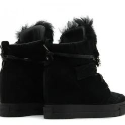 SCARPONCINI CAMOSCIO ALTI CON APPLICAZIONE PELLICCIA ECOLOGICA