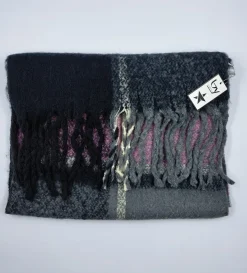 SCIARPE MORBIDA NERO GRIGIA DETTAGLIO ROSA