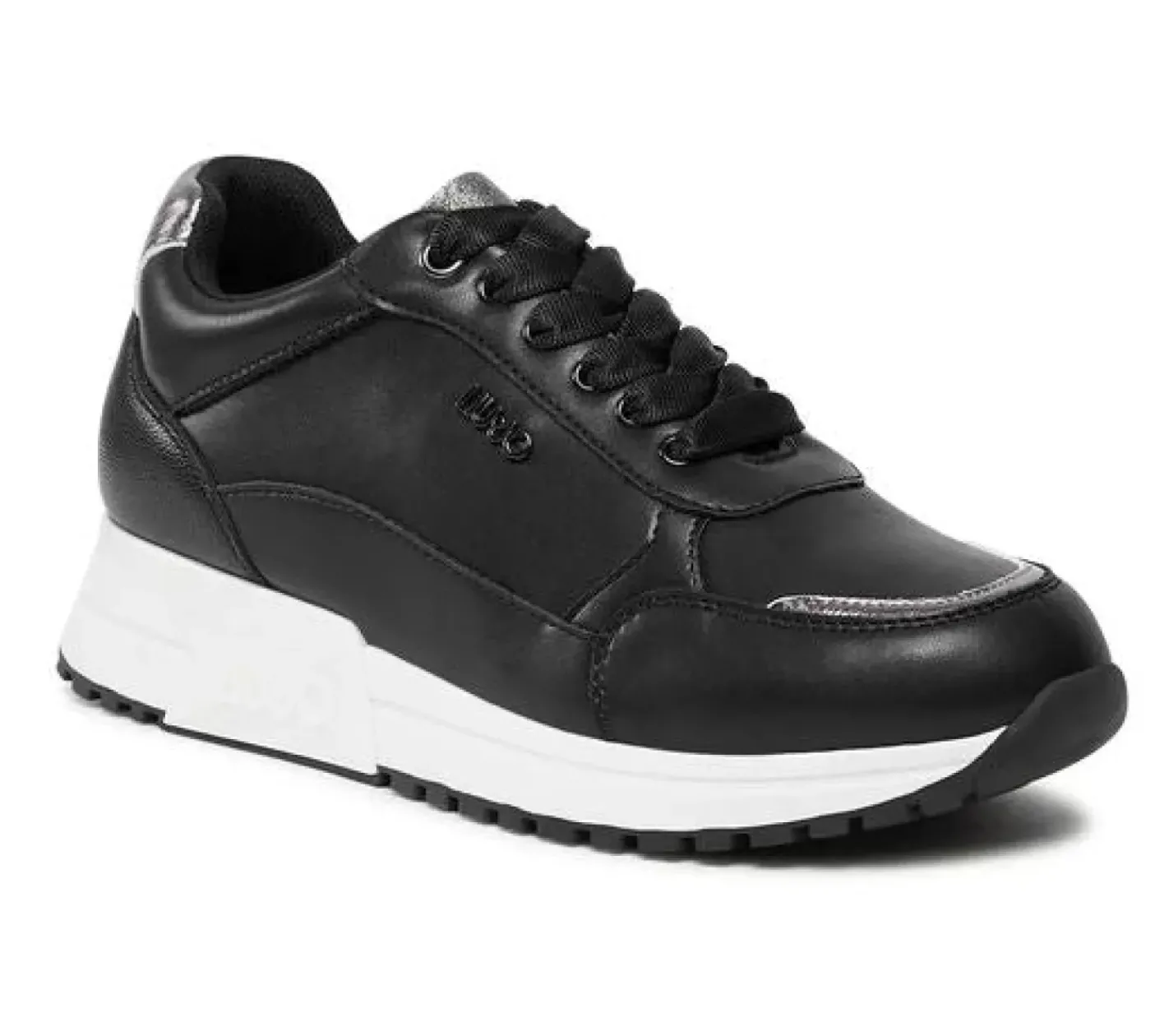 SNEAKERS NERA DETTAGLI ARGENTO