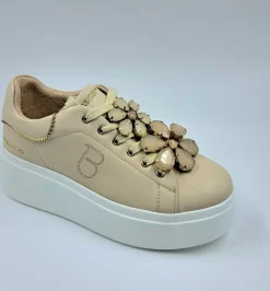 SNEAKERS PELLE BEIGE ELETTRA TOSCA BLU CHARMS FIORI
