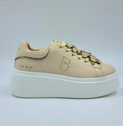 SNEAKERS PELLE BEIGE ELETTRA TOSCA BLU CHARMS FIORI