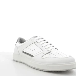 SNEAKERS PELLE BIANCA DETTAGLI GRIGI