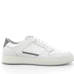 SNEAKERS PELLE BIANCA DETTAGLI GRIGI