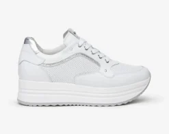 SNEAKERS PELLE BIANCA MICRO STRASS