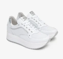 SNEAKERS PELLE BIANCA MICRO STRASS