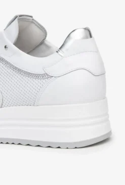 SNEAKERS PELLE BIANCA MICRO STRASS