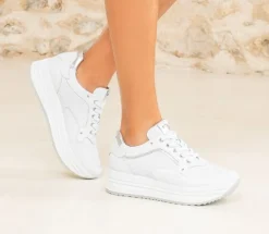 SNEAKERS PELLE BIANCA MICRO STRASS
