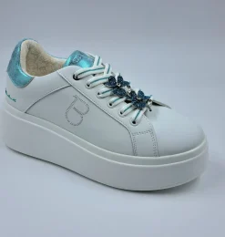 SNEAKERS PELLE ELETTRA TOSCA BLU CHARMS FIORI CELESTE