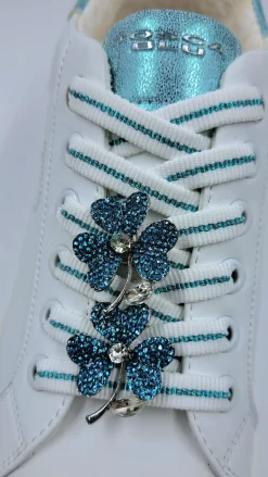 SNEAKERS PELLE ELETTRA TOSCA BLU CHARMS FIORI CELESTE