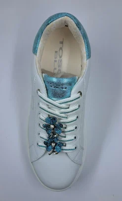 SNEAKERS PELLE ELETTRA TOSCA BLU CHARMS FIORI CELESTE