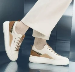 SNEAKERS PELLE LATTE E APPLICAZIONE GLITTER