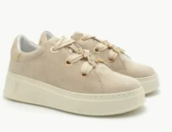 SNEAKERS SUEDE BEIGE APPLICAZIONE METALLICA