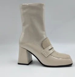 STIVALETTI PELLE DETTAGLIO CONTRASTO PORCELLANA