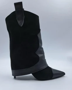 STIVALI CAMOSCIO NERO TACCO SPILLO