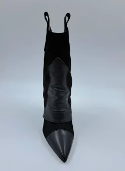 STIVALI CAMOSCIO NERO TACCO SPILLO