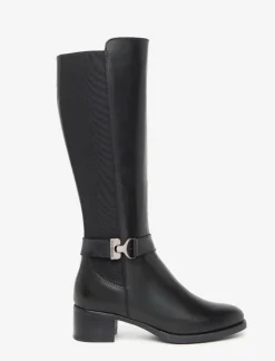 STIVALI VERA PELLE E TELA NERO