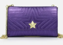 TRACOLLE POCHETTE STELLINA PELLE VIOLA