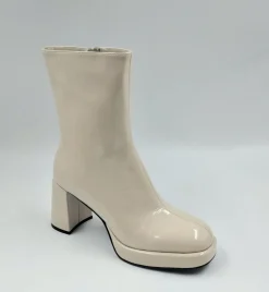 TRONCHETTI PELLE LUCIDA PORCELLANA