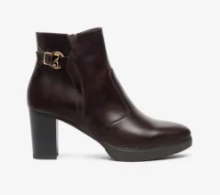 TRONCHETTI PELLE MARRONE LOGO FIBBIA