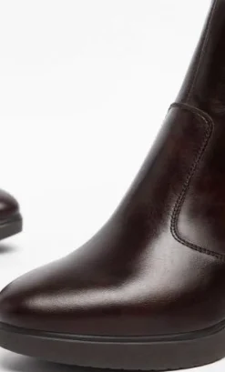 TRONCHETTI PELLE MARRONE LOGO FIBBIA