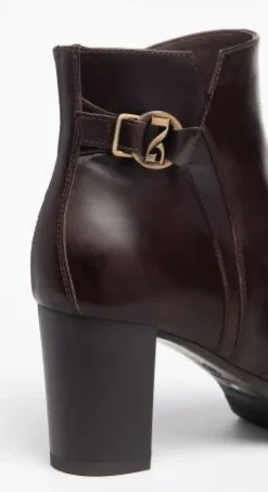 TRONCHETTI PELLE MARRONE LOGO FIBBIA