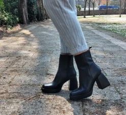 TRONCHETTI PELLE TACCO QUADRATO