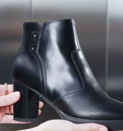 TRONCHETTI PELLE TACCO SQUADRATO