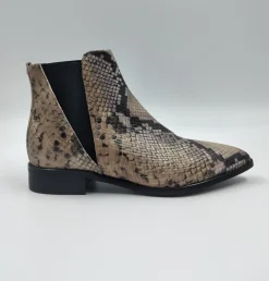 TRONCHETTI TEXAN IN PELLE EFFETTO PITONE BEIGE